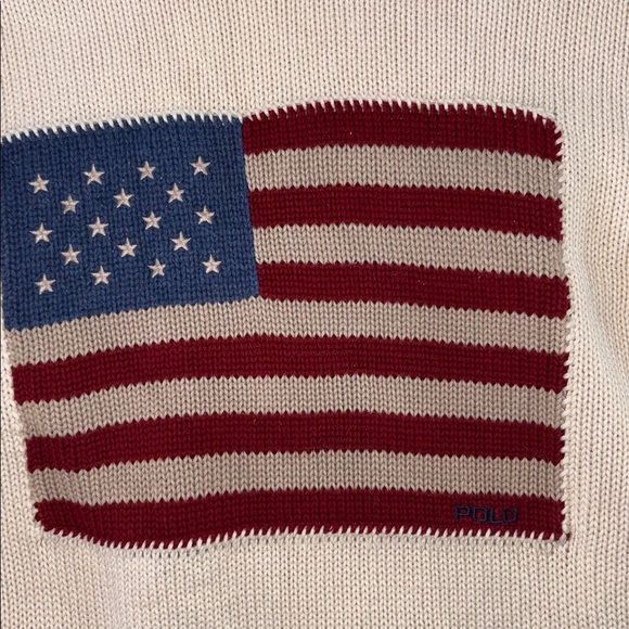 Polo Ralph Lauren American Flag Knit Sweater Cotton Preppy Vintage Style Large - Picture 3 of 9